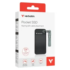 USB Verbatim USB 3.2 Gen 2 256GB Pocket SSD, Sort/Grå