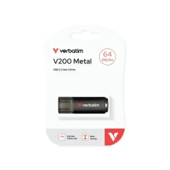 USB, Verbatim 3.2 V200 64GB Metal, sort
