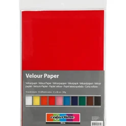Velourpapir, A4 21x30 cm, 140 g, ass. farver, 10ark