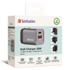 Verbatim GNC-65 GaN Charger 3 Port 65W USB-A/USB-C