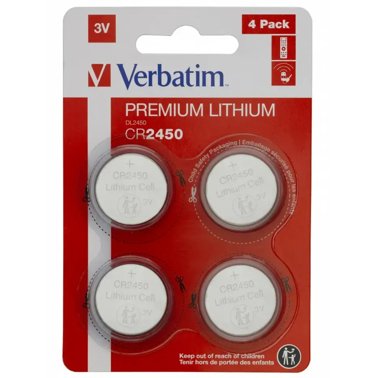 Verbatim Lithium Battery CR2450 3V (4-Pack)