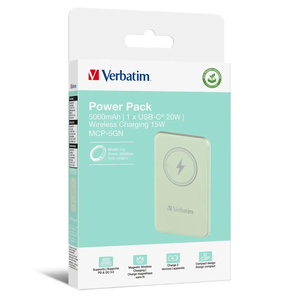 Verbatim POWER P 5000 MAH UBS-C PD 20W WIRELESS 15W BLACK
