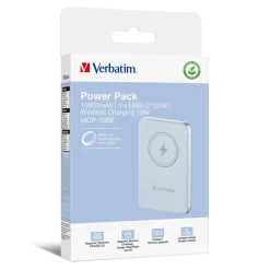 Verbatim Power P 10000 mAh UBS-C PD 20W WIRELESS 15W Blå - Køb minimum 10 stk.
