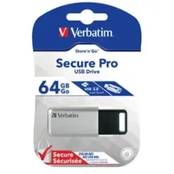 Verbatim USB 3.0 Drive Secure Data Pro 64GB Silver