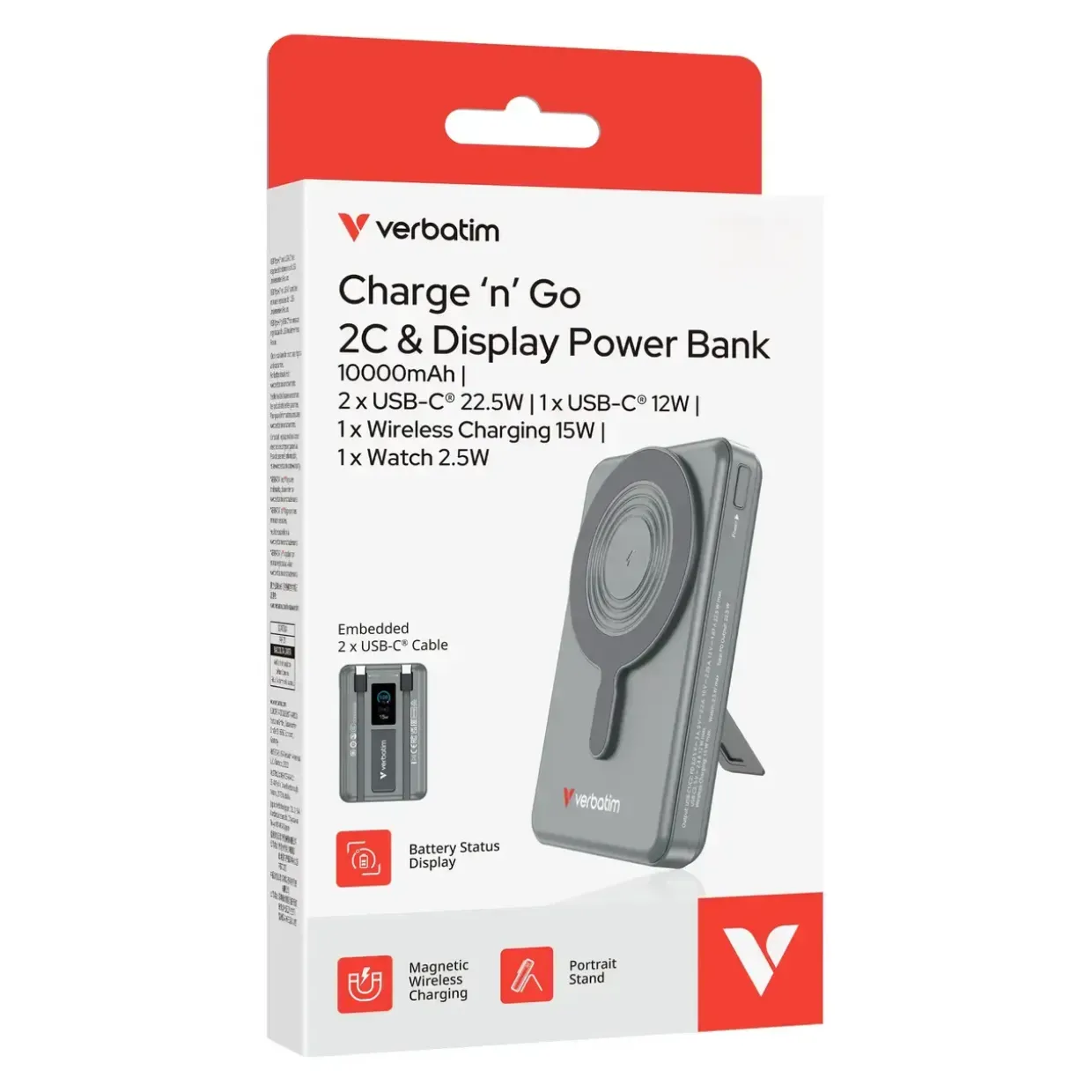 Verbatim VERBATIM Charge'n'Go 2C & Display PowerBank 10000 mAh Grey