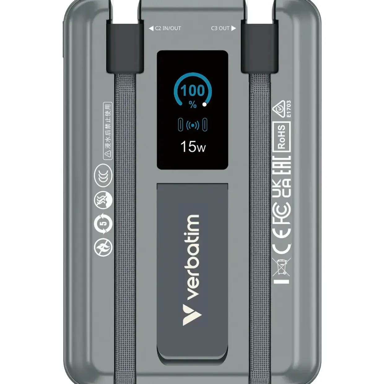 Verbatim VERBATIM Charge'n'Go 2C & Display PowerBank 10000 mAh Grey