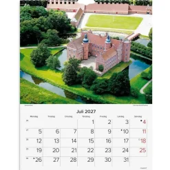 Vægkalender - Danske slotte - 296x393mm - Spiral - 2027 - Mayland - 27066200
