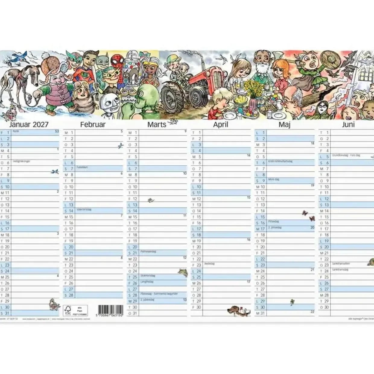 Vægkalender - Otto Dickmeiss - A3 - 2x6 måneds - 2027 - Mayland - 27063150