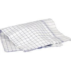 Viskestykker 100x50cm hvid bomuld med blå tern - 10 stk