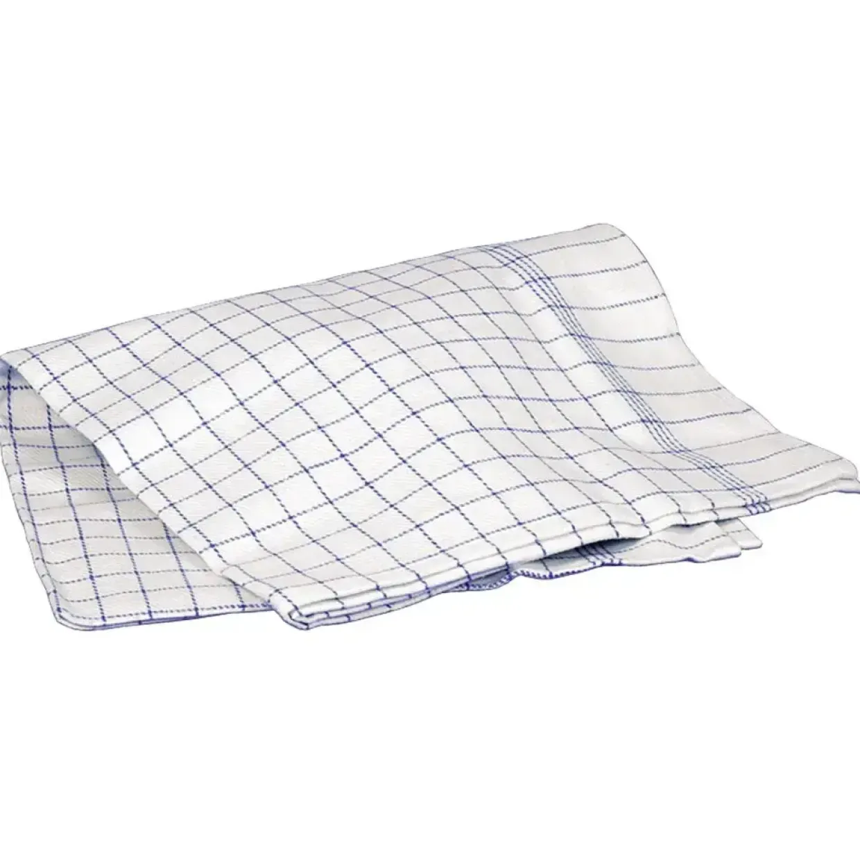 Viskestykker 100x50cm hvid bomuld med blå tern - 10 stk