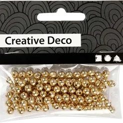 Voksperler, diam. 5 mm, hulstr. 0,7 mm, guld, 100stk.