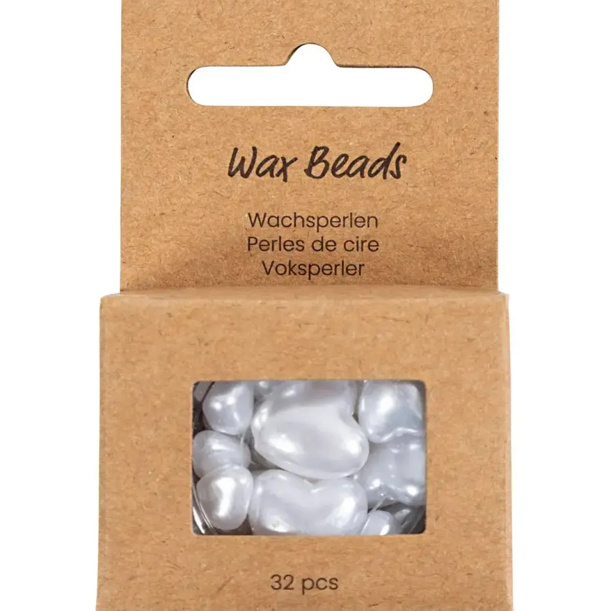Voksperler, Hjerter, diam. 7-13 mm, hulstr. 1,3-1,5 mm, perlemor, 32stk./ 1 pk.