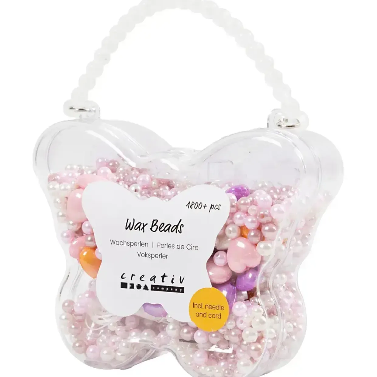 Voksperler, hulstr. 1,3-2,5 mm, pastelorange, soft rosa, lys lilla, perlemor, 127 g