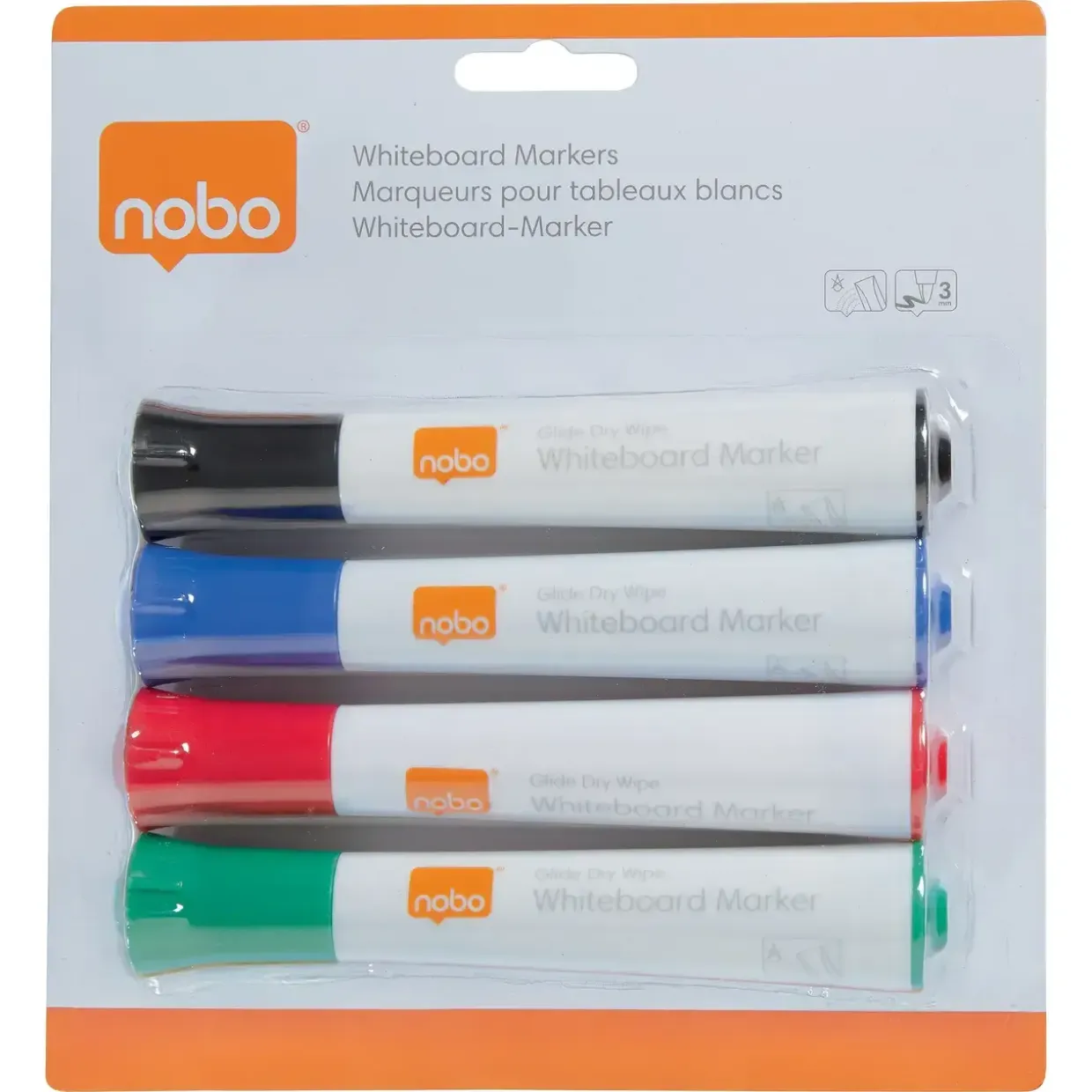 Whiteboard marker Nobo Glide ass (4) - Køb minimum 10 stk.