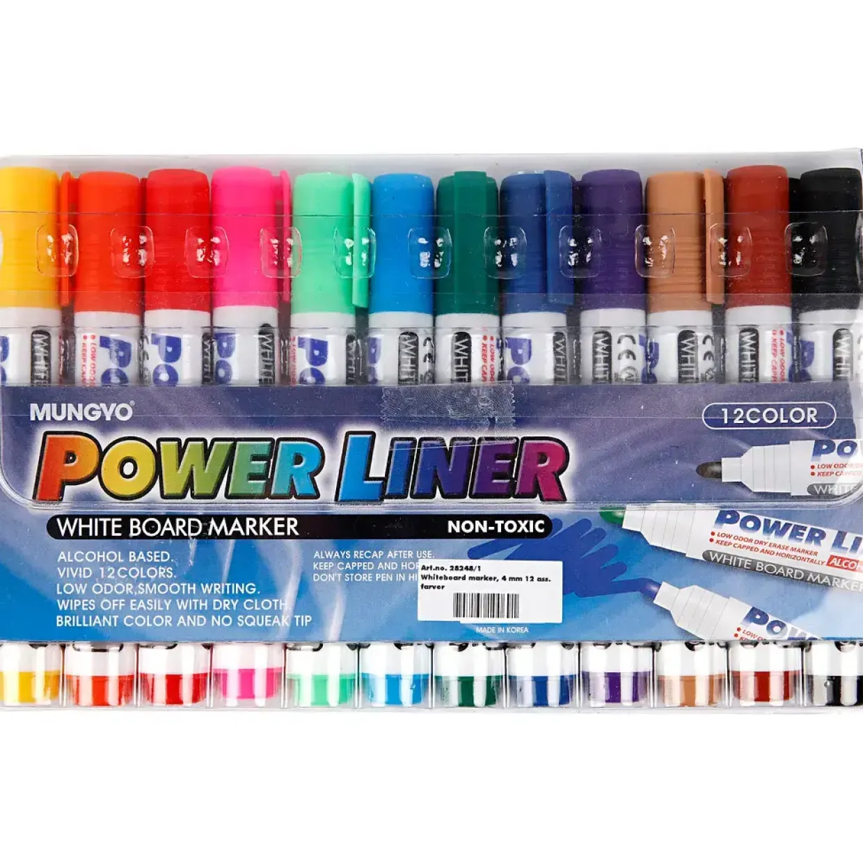 Whiteboardmarker stregtykkelse 4 mm - 12 stk