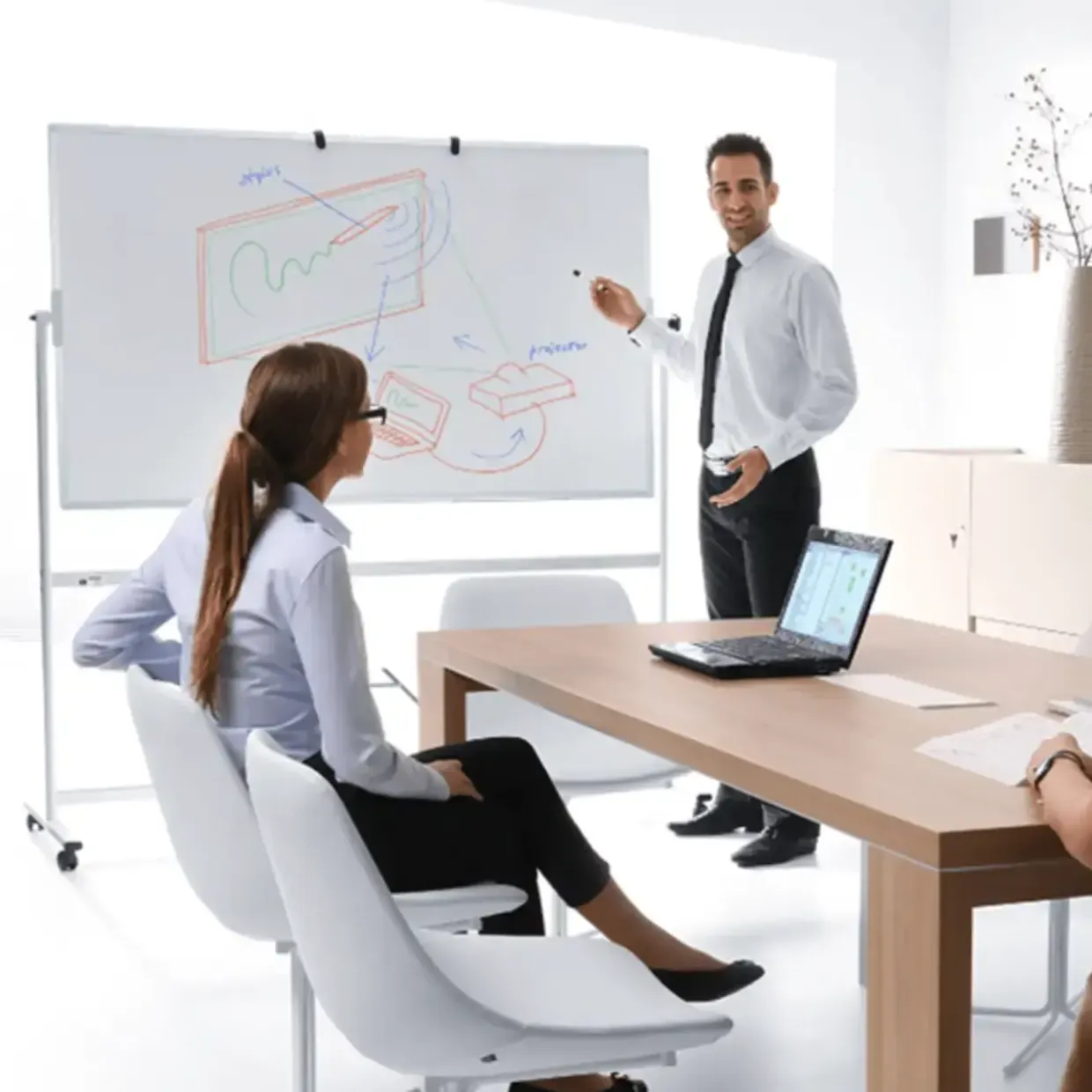 Whiteboard tavle, dobbeltsidet, inkl pennebakke 180 × 120 cm