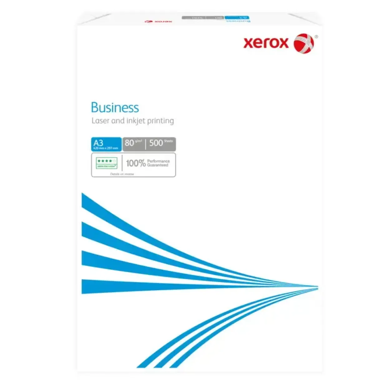 Xerox, Business, white, Ubestrøget Kopipapir, træfri ECF, 80g/m2, A3, Bred bane - 5 stk