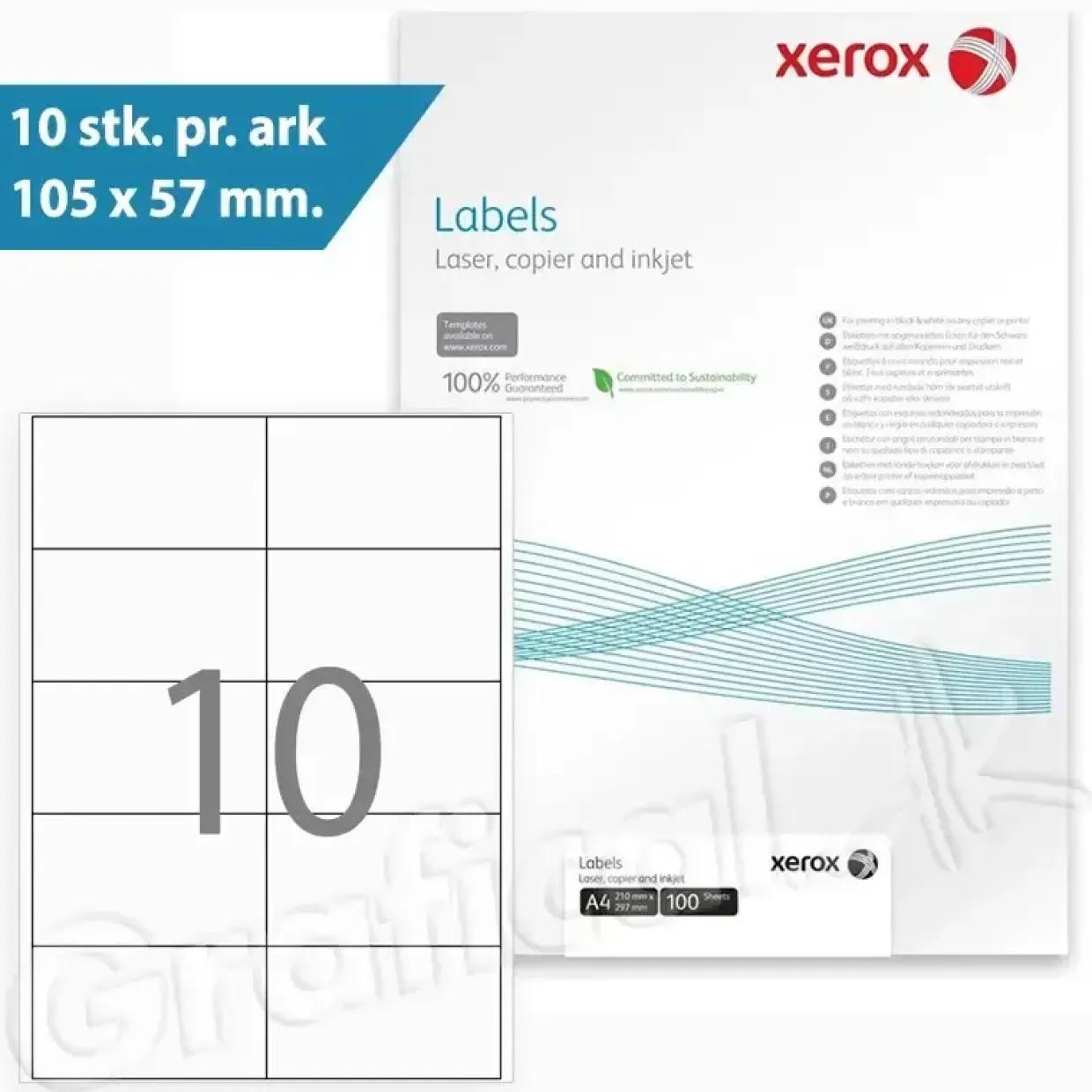 Xerox Labels - 10 pr. ark 105 x 57 mm 003R97452 - 100 ark