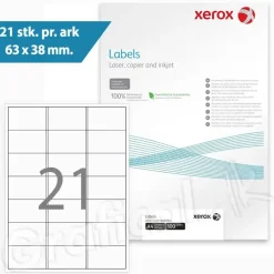 Xerox Labels - 21 pr. ark 63 x 38 mm 003R96298 - 100 ark