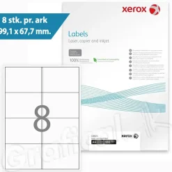 Xerox Labels 8 pr. ark 99,1 x 67, 7 mm 003R91224 - 100 ark