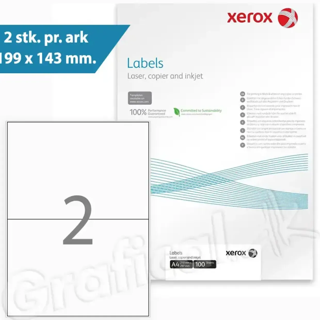 Xerox Labels - 2 pr. ark 199 x 143 mm 003R97525 - 100 ark